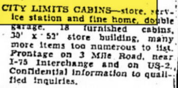 City Limits Cabins - Aug 1966 Ad (newer photo)